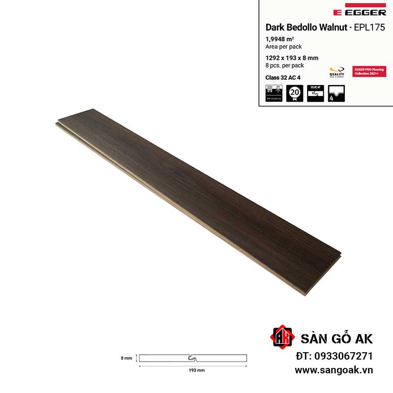 Sàn Gỗ Công Nghiệp Đức Egger 8mm EPL175